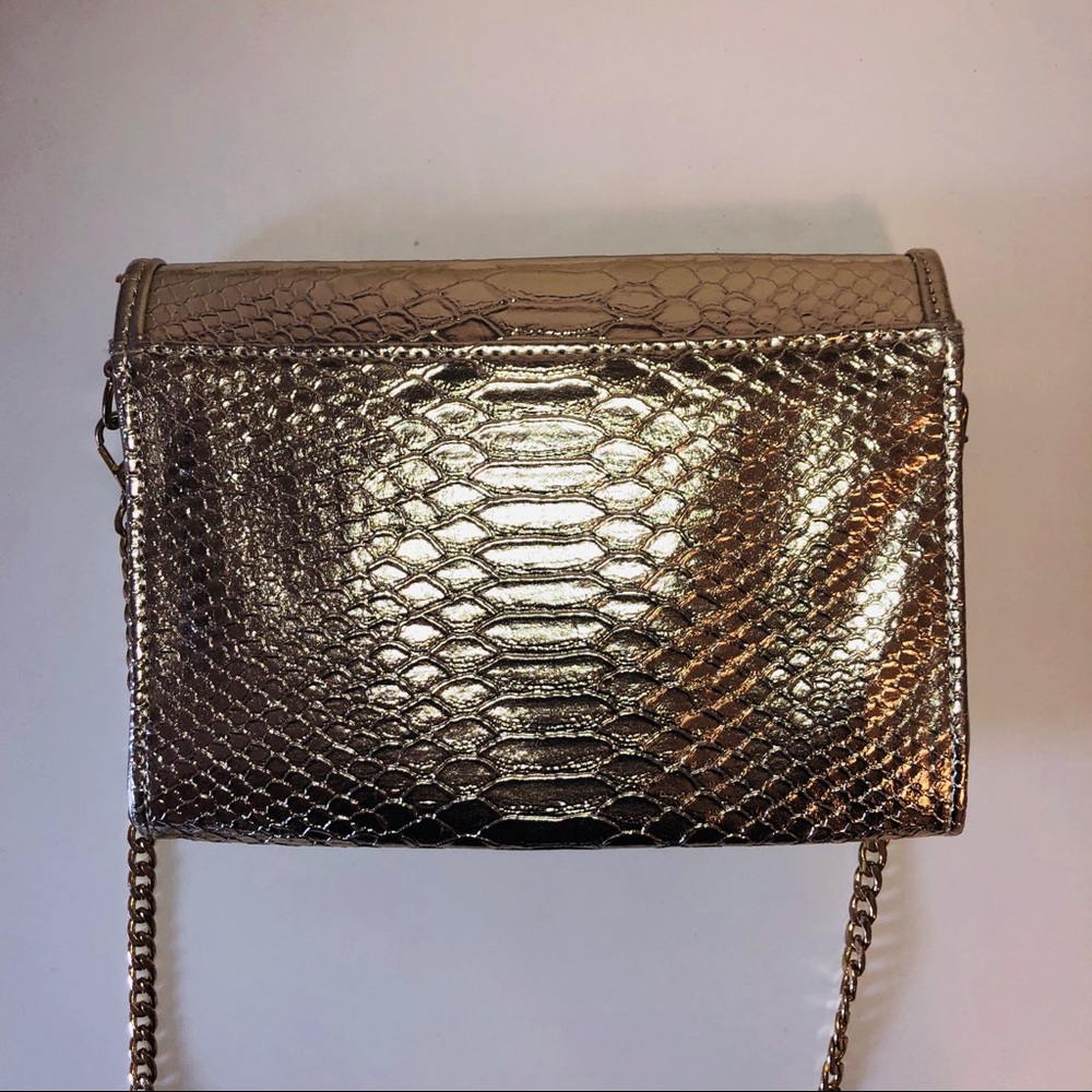 Gold Handbag/Clutch, Scale Pattern - image 4